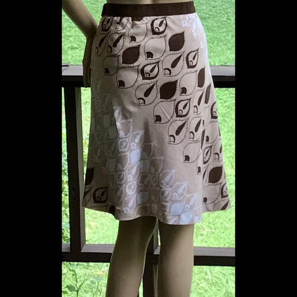 ▪️OLD NAVY▪️Retro Linen & Cotton Abstract Feather A-Line Skirt - Picture 2 of 6